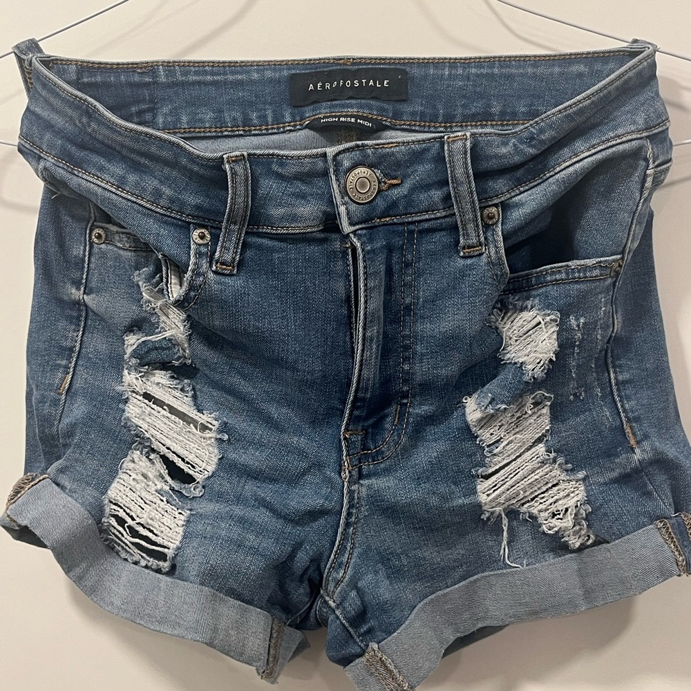 Aeropostale Distressed Blue Jean Shorts